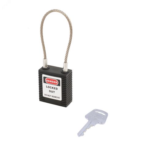 Замок безопасности навесной с тросом BD-G45 Black - 10282 ПТК