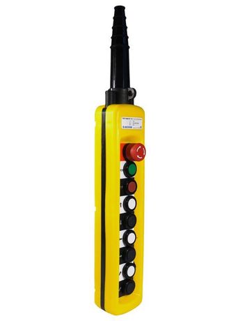 Пост кнопочный ПКТ-60БПС У2 IP65 кнопка БЛОКИРОВКА с фиксацией (красн.) ПУСК вверх вниз влево вправо вперед назад 7NO+1NC Электротехник ET011055