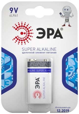 Батарейка щелочная (алкалиновая) 6LR61-1BL (12/96/6144) (Крона) | C0038445 ЭРА