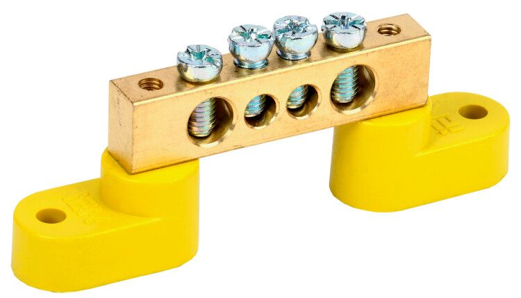 Шина PE "земля" на двух угловых изоляторах ШНИ-8х12-4-У2-Ж | YNN10-812-4C2-K05 IEK