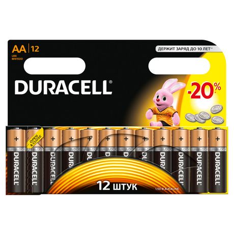 Элемент питания алкалиновый AA/LR6/MN 1500 Basic BP-12 (блист.12шт) Duracell C0037388