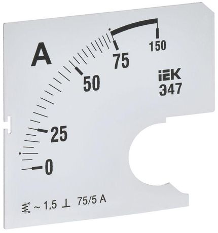 Шкала сменная для амперметра Э47 75/5А класс точности 1,5 72х72мм - IPA10D-SC-0075 IEK