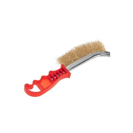 Щетка металлическая с пластиковой ручкой, витая латунированная проволока | KR-91-1354 Kranz