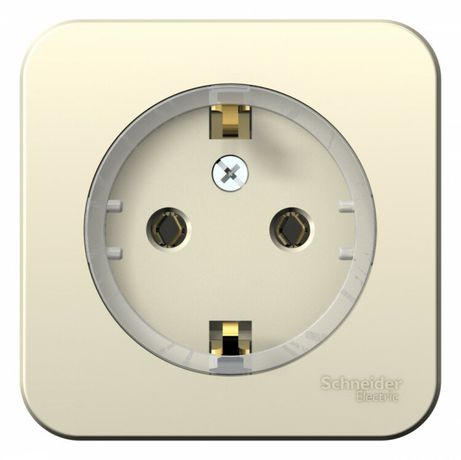 Розетка BLANCA наружная, с заземлением, без шторок, (тонкая), изолирующей пластиной 16А, 250В, молочный - BLNRA110112 APC