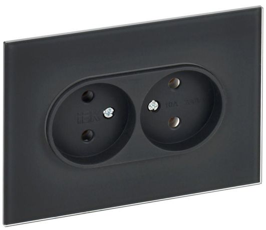 Розетка 2-м SKANDY 10А без заземл. защ. шторок для плоской вилки SK-R03G графит IEK SK-R20-10-K53