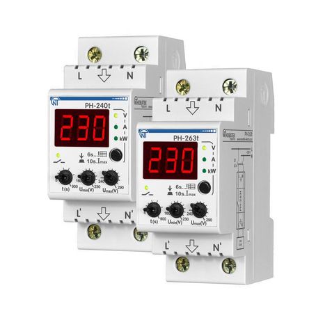 Реле напряжения РН-240Т 40А с термозащитой, ограничение тока, ( 2 DIN) - 3425600240т НовАтек-Электро
