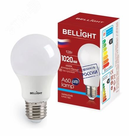 Лампа светодиодная LED A60 220В 12Вт E27 1020лм 6500К BELLIGHT 88297790