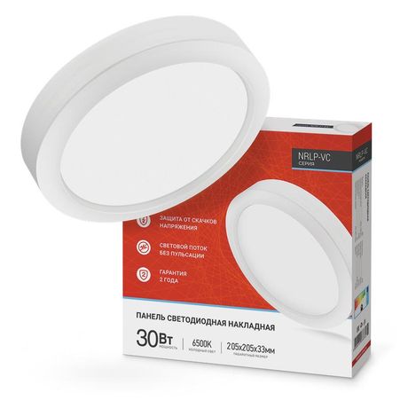 Светильник светодиодный NRLP-VC 30Вт 6500К IP40 2400лм 230В 205мм круглый накладной панель бел. IN HOME 4690612038780