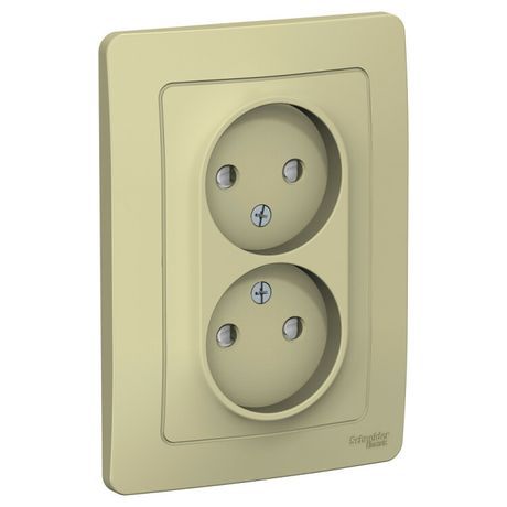 Розетка 2-м СП Blanca 16А IP20 250В без заземл. защ. шторки беж. SE BLNRS000127 APC