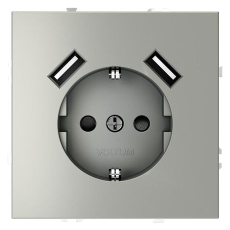 Розетка 1-м СП S70 16А с USB A+A заземл. защ. шторки механизм сталь Voltum VLS040405 Voltum арт. VLS040405