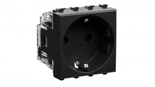 Розетка модульная, 2P+E, с з/ш, "Avanti", "Черный матовый", 2 модуля | 4412002 DKC ДКС