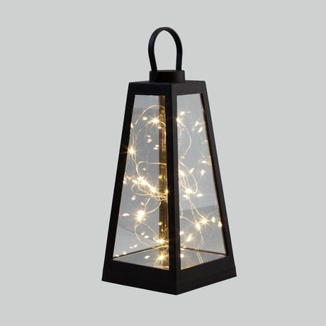 Фонарь декоративный 10.5х10.5х24см тепл. бел. с росой корпус черн. Neon-Night 513-070