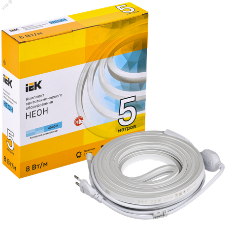 Комплект светодиодной подсветки ''Неон'' (лента LED 5м LSR5-2835W120-8-IP65-220В + драйвер) - LSR5-2-120-65-2-05-S0 IEK