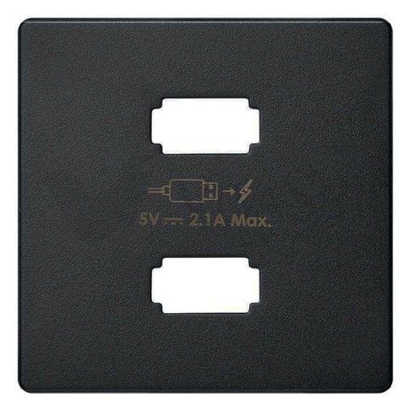 Накладка для зарядного устройства 2xUSB черного матового цвета S82 Concept | 8221096-098 Simon