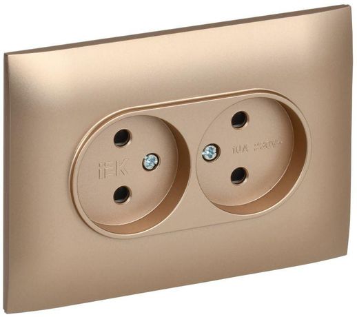 Розетка 2-м SKANDY 10А без заземл. защ. шторок в сборе SK-R10Sa песочн. IEK SK-R20-10-K98-F