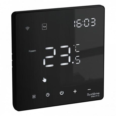 Термостат программируемый ArtGallery 16А с Wi-Fi для электрич. теплого пола моноблочный черн. SE GAL001038 APC