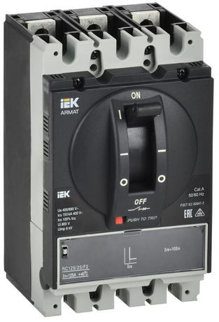 Выключатель автоматический в литом корпусе ARMAT 3P типоразмер A 150кА 25А расцепитель электромагнитный регулируемый - AR-MCCB-3A-150-0025A-MTUC IEK