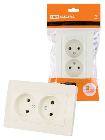 Розетка двойная 2П 10А 250В сл. кость "Ильмень" | SQ1823-0111 TDM
