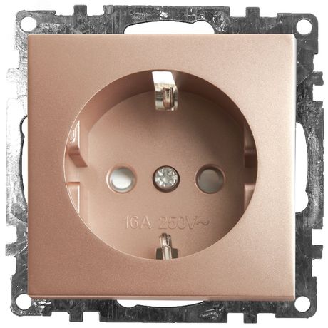 Розетка 1-местная с защитной шторкой с/з (механизм), 250В, 16А, серия Катрин, GLS16-7110-02, шампань | 39596 STEKKER FERON