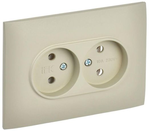 Розетка 2-м SKANDY 10А без заземл. защ. шторок в сборе SK-R10B беж. IEK SK-R20-10-K10-F