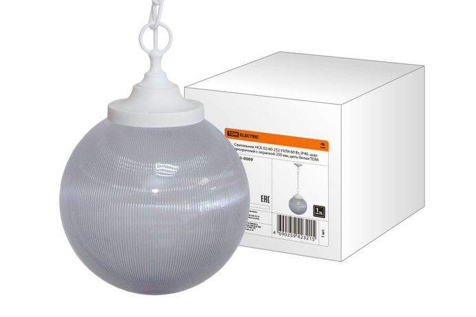 Светильник НСБ 02-60-252 УХЛ4 60 Вт, IP40, шар прозрачный с огранкой 250 мм, цепь белая | SQ0313-0009 TDM