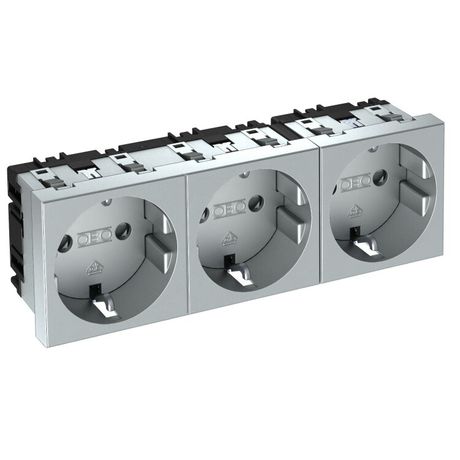 Розетка тройная 0° с з/к, 250 В, 16A (серебристый) (STD-D0 AL3) | 6120052 OBO Bettermann