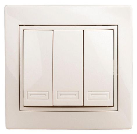 Выключатель трехклавишный, в рамку (скрытого монтажа) слоновая кость 10А 250В Intro Plano 1-106-02 - Б0053789 ЭРА