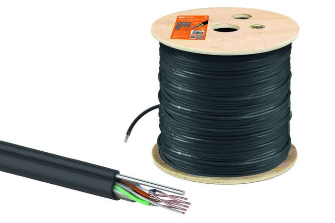 Кабель витая пара U/UTP Cat 5e 4х2х24AWG (305м) solid, PE для наружн. прокл., чёрный, трос 1,2мм | SQ0107-0107 TDM ELECTRIC