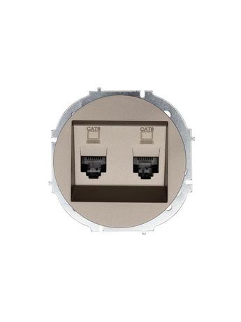 Розетка компьютерная 2-м СП OSEN кат.6 с модулем механизм титан LEZARD 743-3788-142