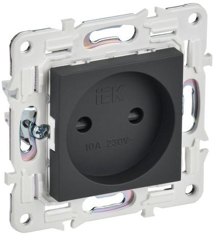 Розетка SKANDY 10А без заземл. защ. шторки SK-R01G графит IEK SK-R13-10-K53