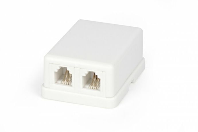 Розетка телефонная SB-2-6P4C-C2-WH RJ-12(6P4C), двойная, внешняя, белая | 15847 Hyperline