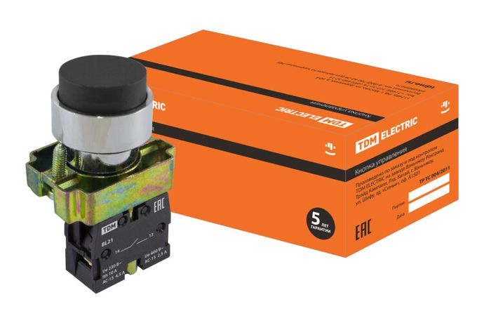 Кнопка BL21 без подсветки черный 1з | SQ0704-0047 TDM
