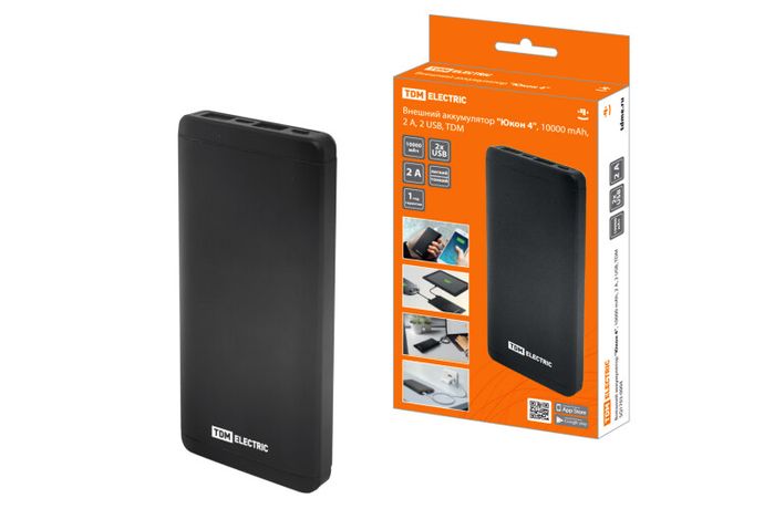 Аккумулятор внешний "Юкон 4", 10 000 mAh, 2 А, USB, | SQ1703-0004 TDM