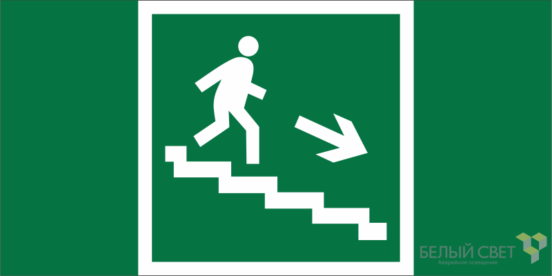 Знак безопасности NPU-6030.E13 "Напр. к эвакуац. выходу по лестн. вниз (прав.)" Белый свет a20525 BS