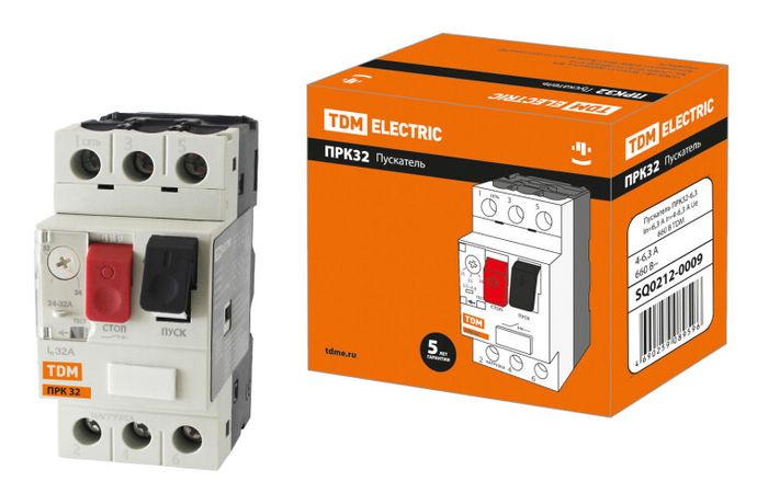 Пускатель ручной кнопочный ПРК32-6,3 In=6,3A Ir=4-6,3A Ue 660В | SQ0212-0009 TDM