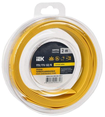 Трубка термоусадочная ТТУ нг-LS 12/6 желтая (2м/упак) IEK | UDR12-012-006-002-K05-T