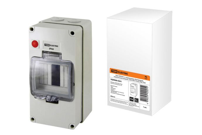 Бокс пластиковый навесной КМПнИ-4, с индикатором, блокировкой, герметичными вводами, 553х220х476мм, IP66 | SQ0908-0201 TDM