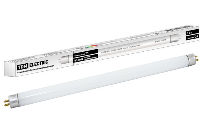 Лампа линейная люминесцентная ЛЛ 6Вт Т5 G5 865 ЛЛ-16 | SQ0355-0016 TDM