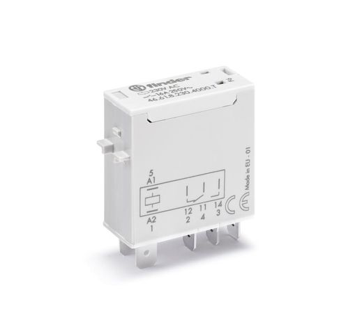 Реле миниатюрное промышленное электромеханическое, монтаж в розетку или наконечники Faston (4.8х0.5мм), 1СO 16A, контакты AgSnO2, катушка 230В AC, влагозащита RTII, опции: нет, специальная версия для Ж/Д-транспорта - 466182304000T FINDER