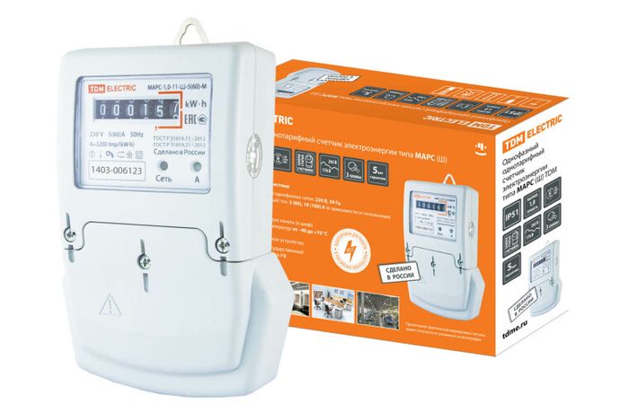 Счетчик МАРС-1,0-11-Ш-10(100)-М (1ф, 1тар, монт.панель, мех.ОУ) | SQ1105-0019 TDM