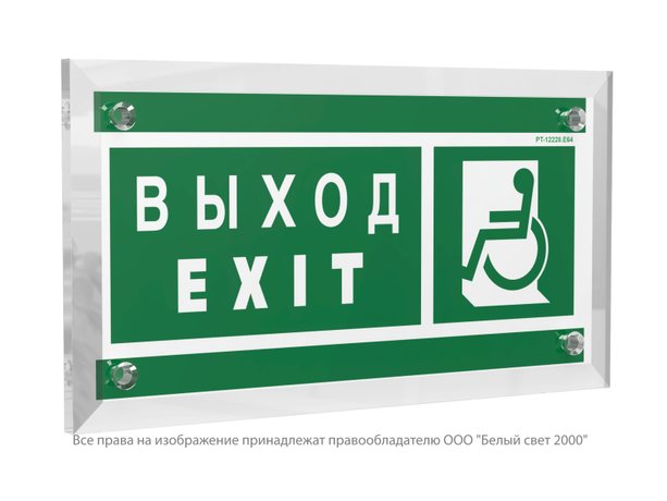 Знак безопасности PT-12228.E64''Указ. выхода для инвал. в креслах колясках(лев.)'' - a20917 BS