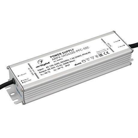 Блок питания ARPV-UH24320-PFC-55C (24V, 13.3A, 320W) (Arlight, IP67 Металл, 5 лет) | 040976 Arlight
