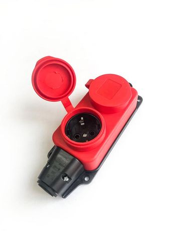 Колодка штепсельная 16А каучук IP44 2 гнезда красный - KKsm-2g-Z-IP(R)16A Космос