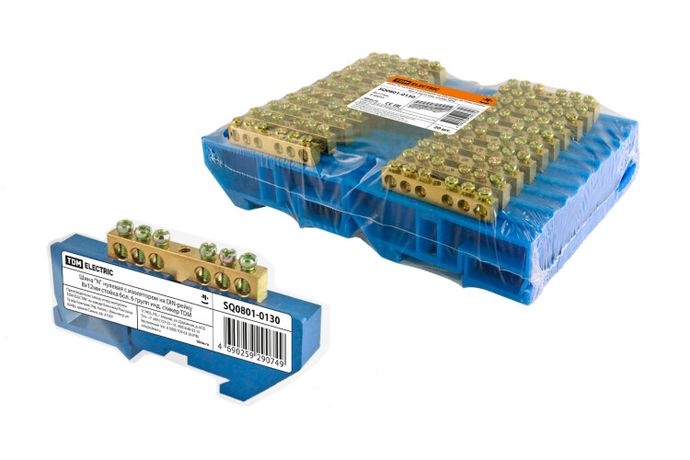 Шина "N" нулевая с изолятором на DIN-рейку 8x12мм стойка бол. 6 групп инд. стикер | SQ0801-0130 TDM