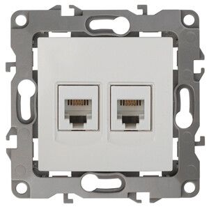 Розетка телефонная двойная 12-3106-01 2XRJ11, белый (10/100/2400) |Б0014717 | ЭРА