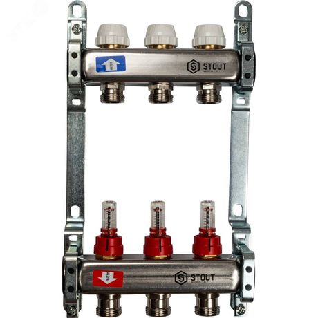 Коллектор из нержавеющей стали с расходомерами 3 вых. - SMS 0917 000003 STOUT RG008P0S9M5B8Q