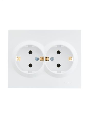 Розетка двойная без заземления белая ПБТ VESNA - 742-0200-128B LEZARD