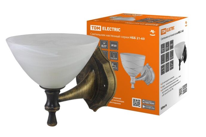 Светильник НББ 21-60-1731 УХЛ4 (черный под золото, плафон конус алебастр) | SQ0370-0207 TDM