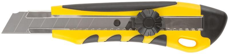 Нож технический 18мм усиленный прорезиненный вращ. прижим FIT 10253 РОС