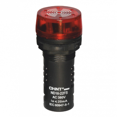 Сигнализатор звуковой ND16-22FS Φ22 мм красный LED АС380В (R) | 593401 CHINT